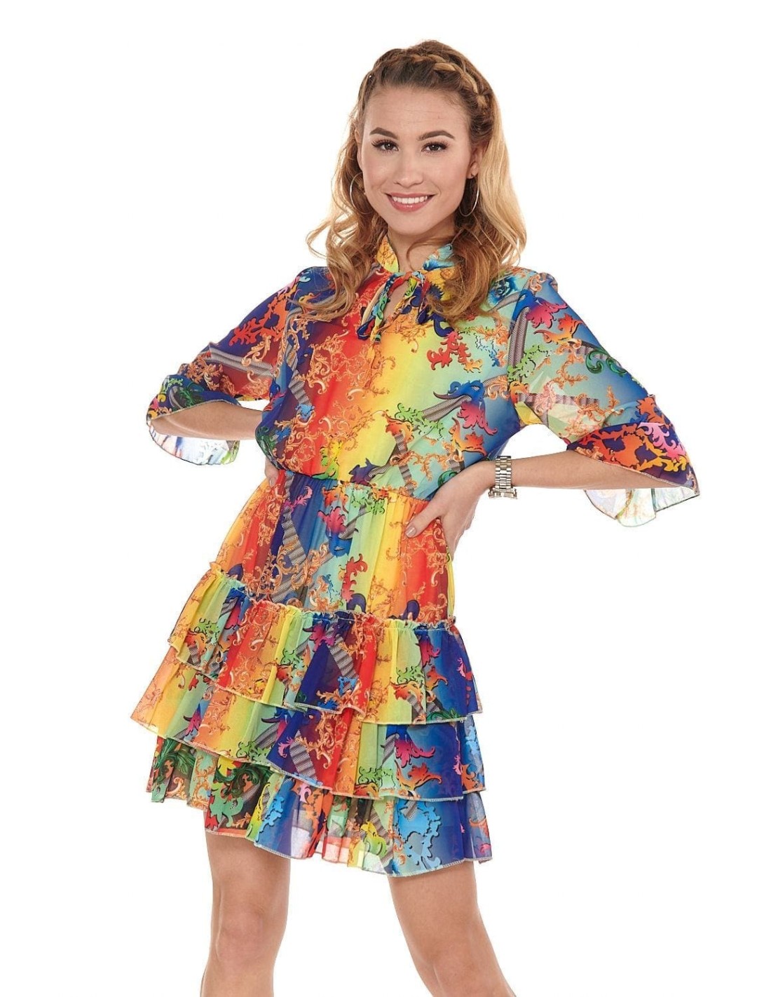 Airy dress with colorful patterns 8660 - Online store - Boutique